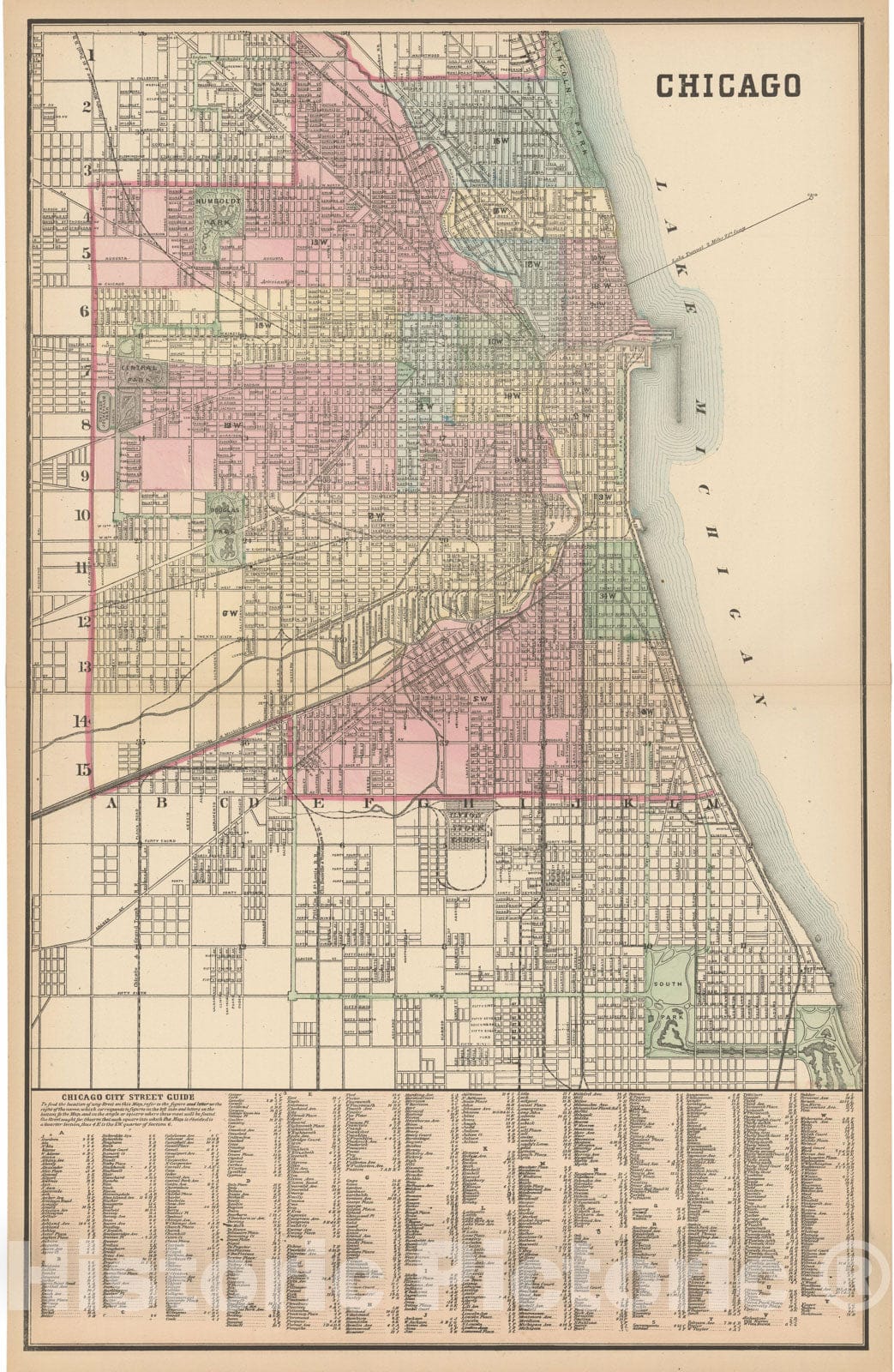 Historic Map : Chicago 1882 , Mitchell's New General Atlas , Vintage Wall Art