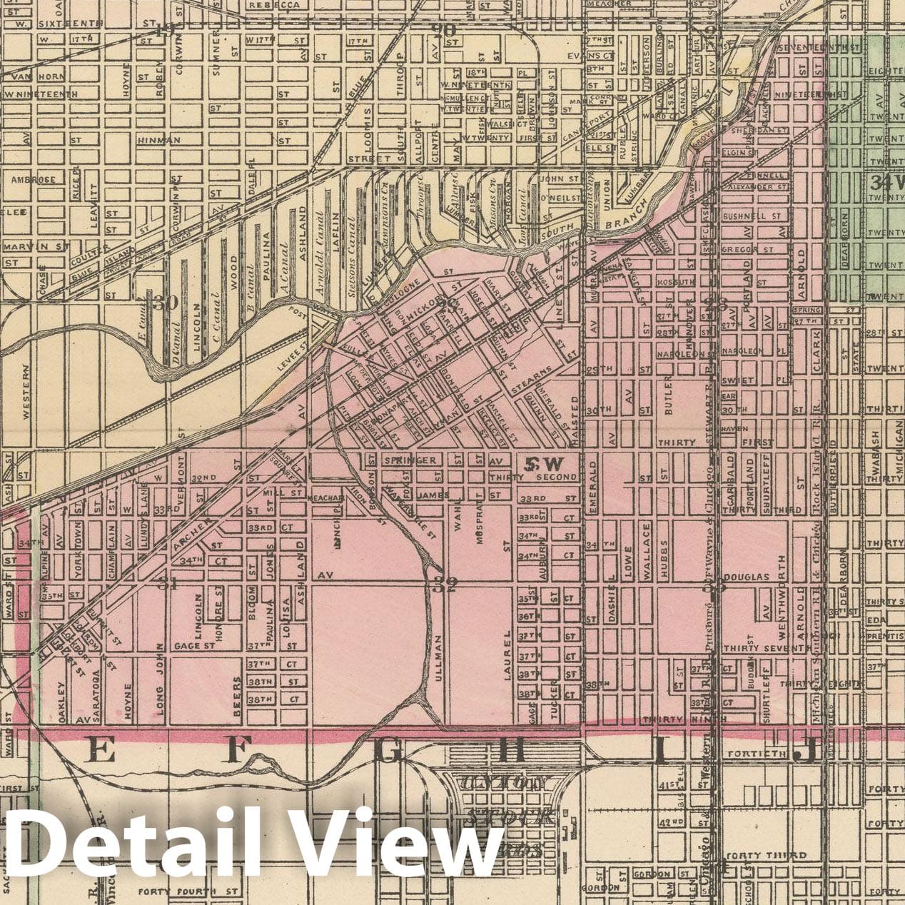 Historic Map : Chicago 1882 , Mitchell's New General Atlas , Vintage Wall Art