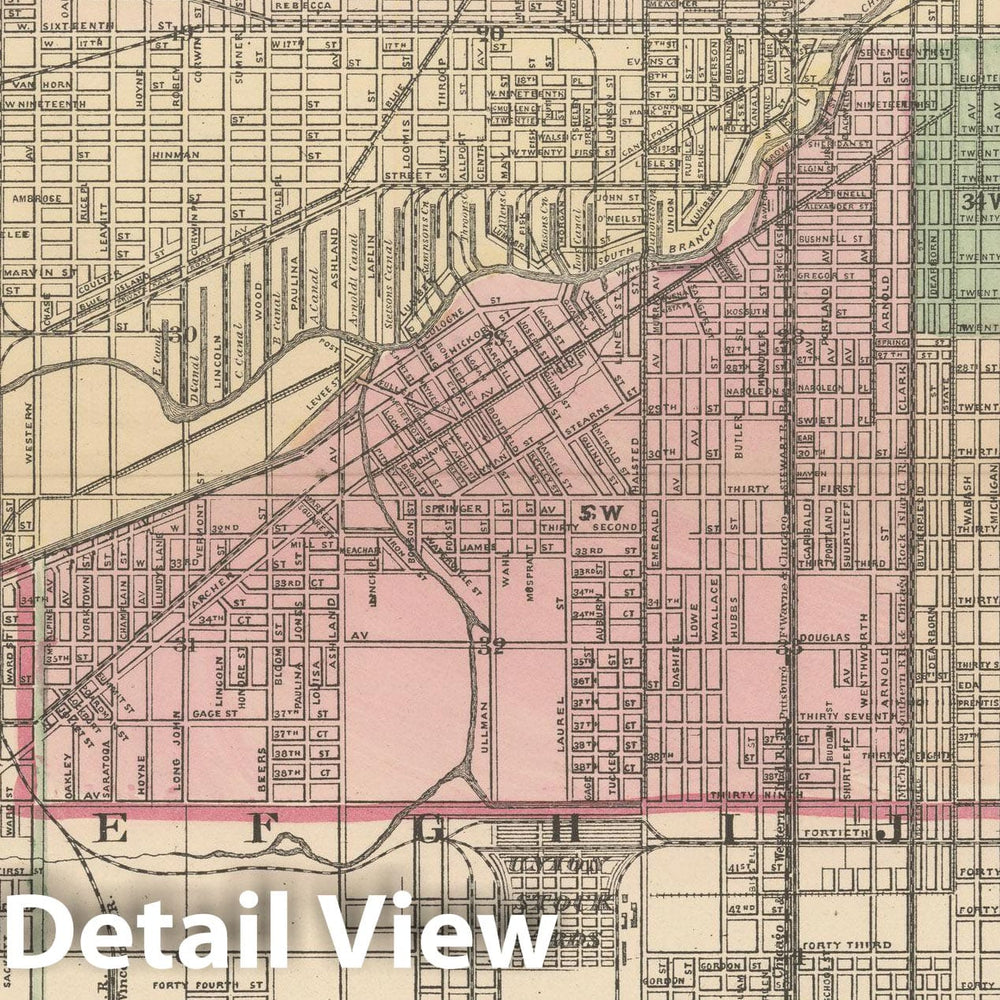 Historic Map : Chicago 1882 , Mitchell's New General Atlas , Vintage Wall Art