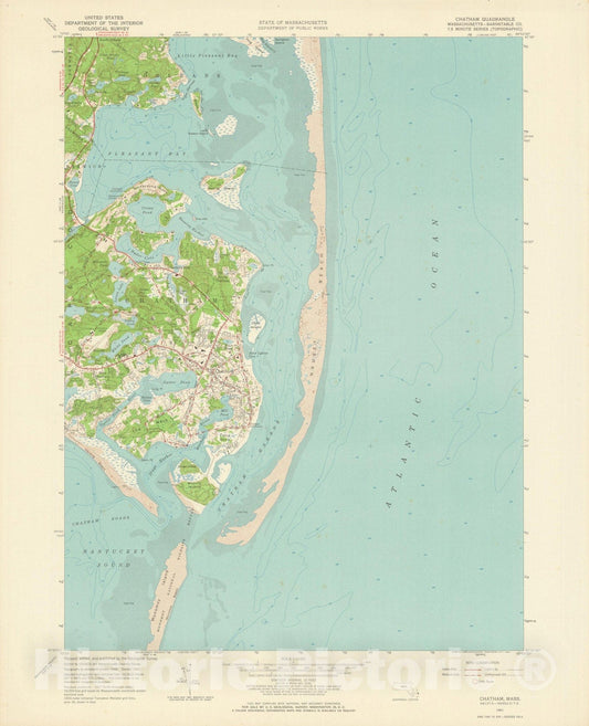 Historic Map : USGS 7.5 Minute Sheets and Quadrangles, Chatham 1961 Topographic Map , Vintage Wall Art