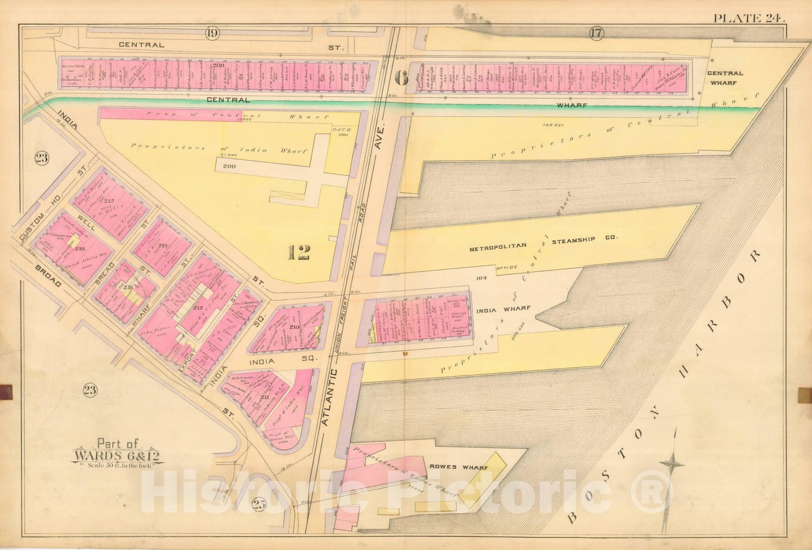 Historic Map : Atlas City of Boston, City Proper, Vol. I, Boston 1888 Plate 024 , Vintage Wall Art