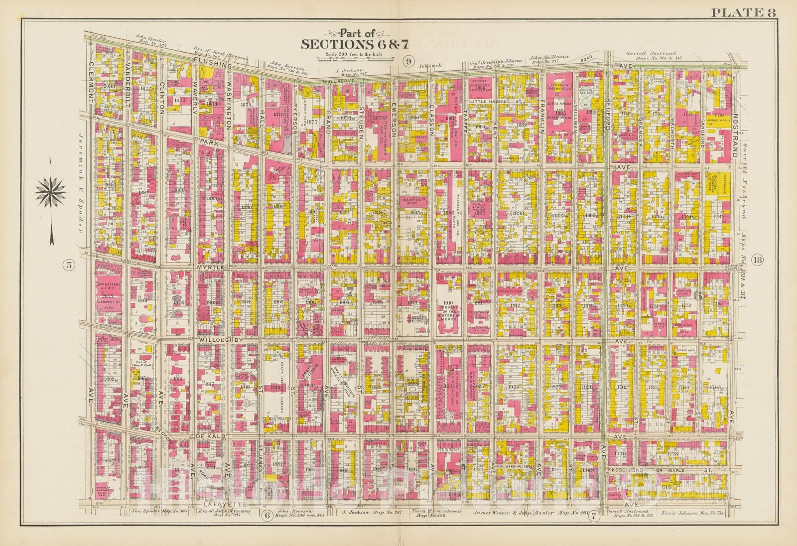 Historic Map : Vol. 1, Brooklyn 1908 Plate 008 , Atlas Borough of Brooklyn , Vintage Wall Art