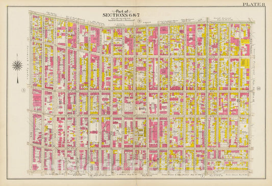 Historic Map : Vol. 1, Brooklyn 1908 Plate 008 , Atlas Borough of Brooklyn , Vintage Wall Art