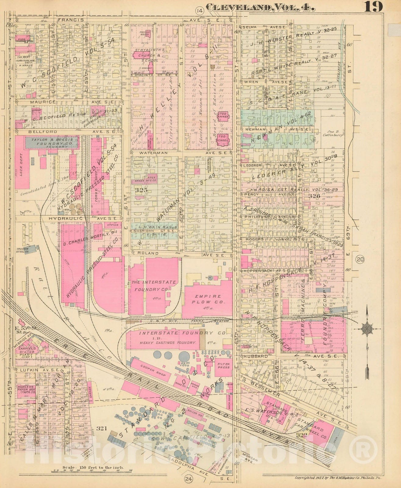 Historic Map : Atlas City of Cleveland, Vol. Four, Cleveland 1922 19R , Vintage Wall Art