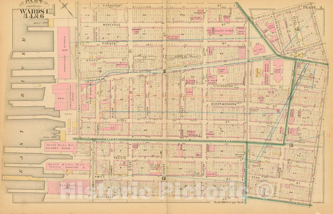 Historic Map : Atlas Entire City of Brooklyn Complete in One Volume, Brooklyn 1880 Plate 003 , Vintage Wall Art