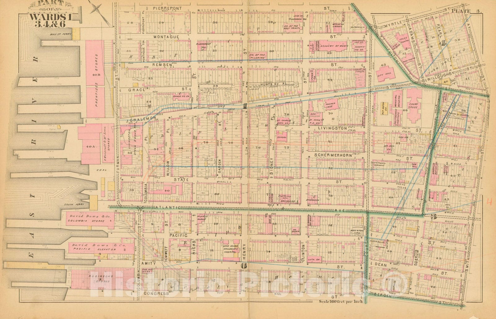 Historic Map : Atlas Entire City of Brooklyn Complete in One Volume, Brooklyn 1880 Plate 003 , Vintage Wall Art