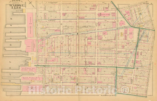 Historic Map : Atlas Entire City of Brooklyn Complete in One Volume, Brooklyn 1880 Plate 003 , Vintage Wall Art