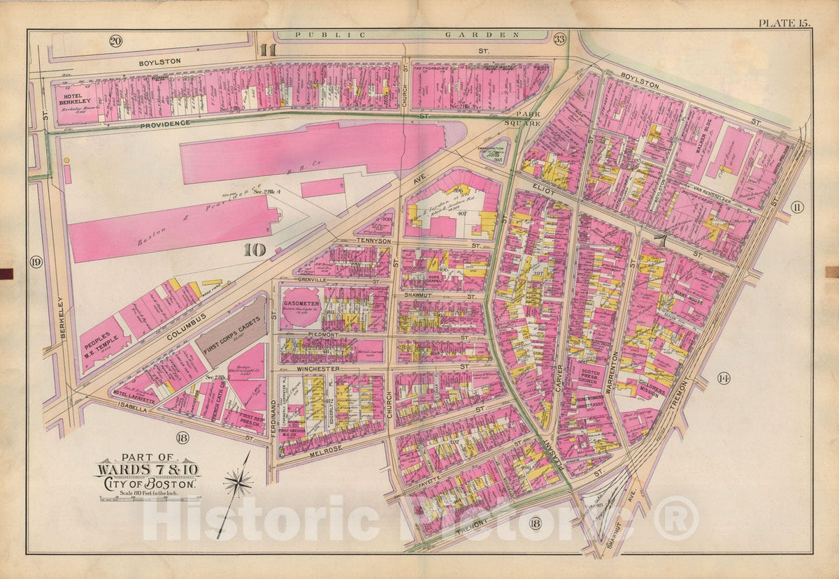 Historic Map : Atlas of Boston Proper, 1898 Plate 015 , Vintage Wall Art