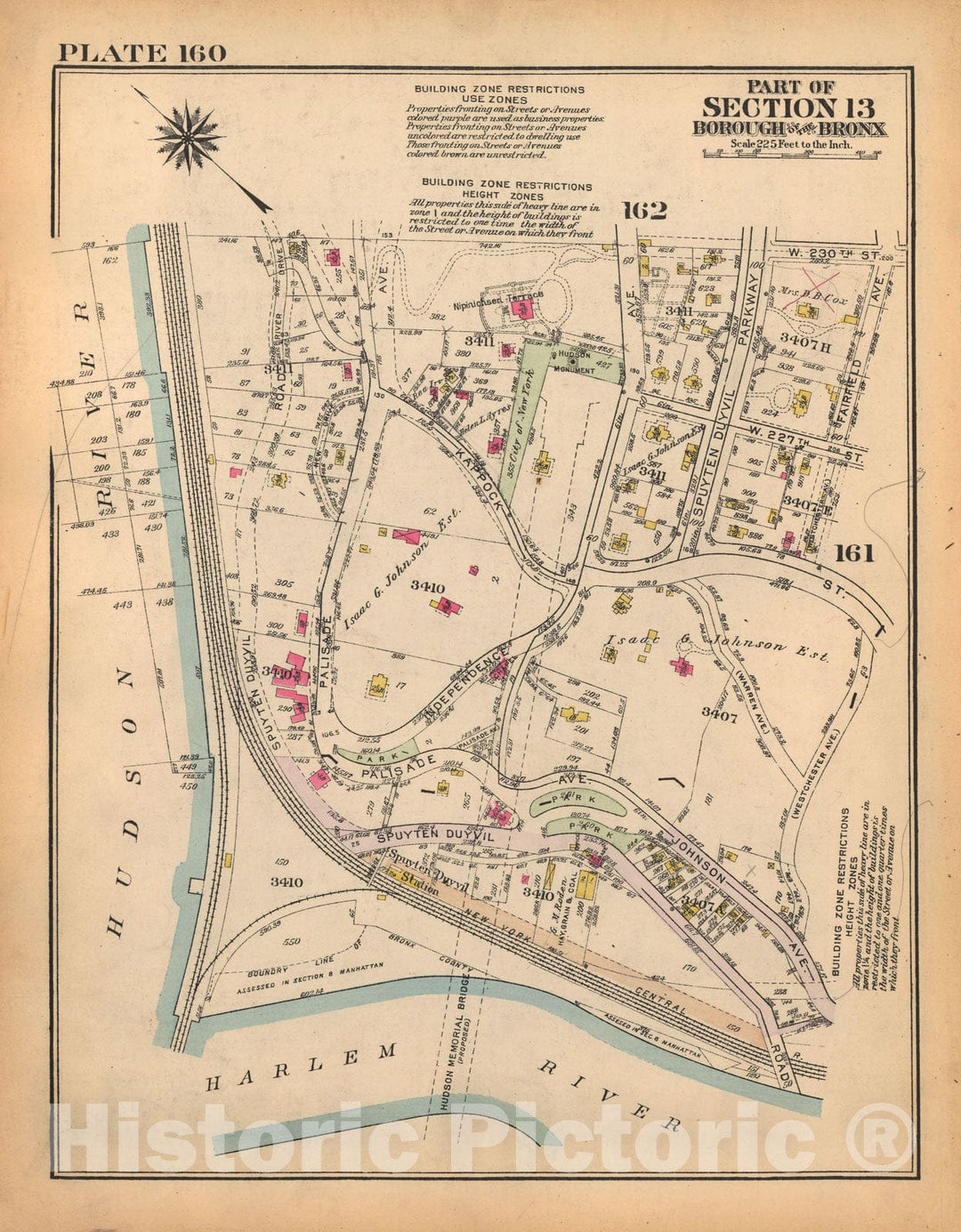 Historic Map : Borough of The Bronx, Sections 9-13, The Bronx 1928 Plate 160 , Vintage Wall Art