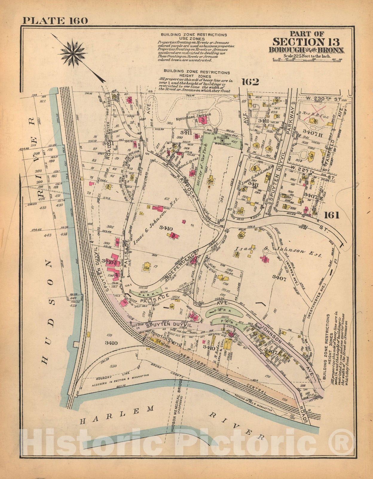 Historic Map : Borough of The Bronx, Sections 9-13, The Bronx 1928 Plate 160 , Vintage Wall Art
