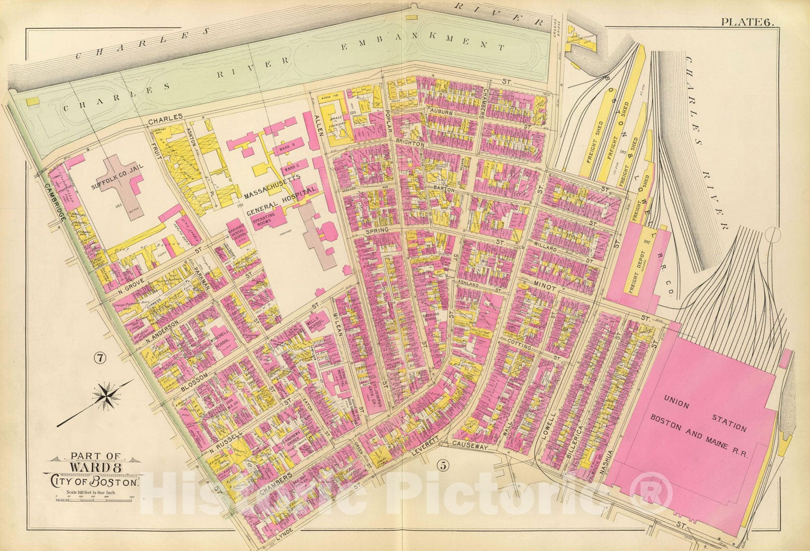 Historic Map : Boston 1895 Plate 006 , Atlas City of Boston Proper & Roxbury , Vintage Wall Art