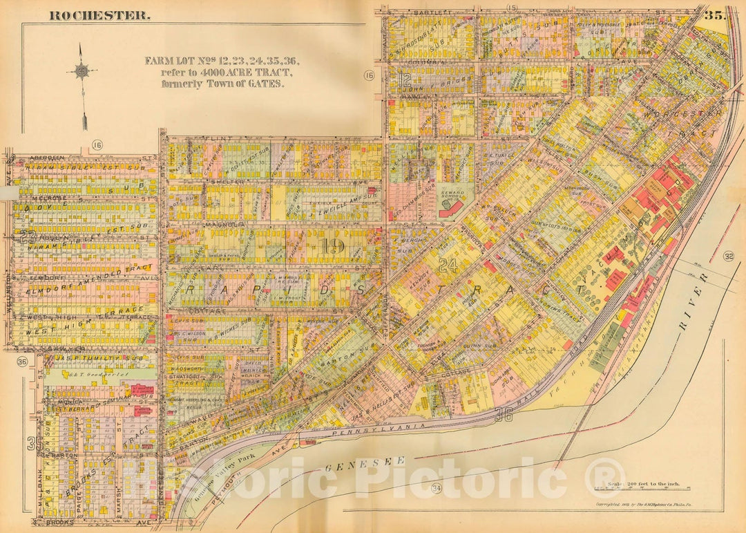 Historic Map : Plat Book of the City of Rochester New York and Vicinity, 1918 Plate 035 , Vintage Wall Art