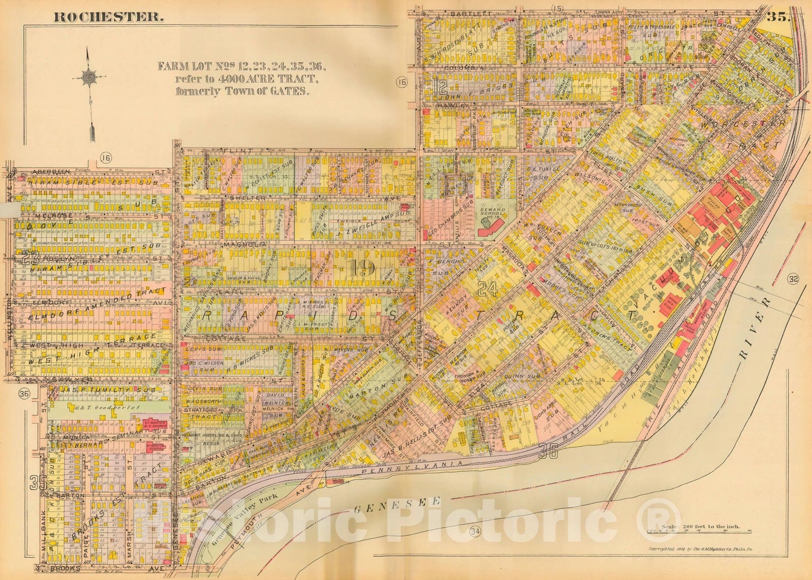 Historic Map : Plat Book of the City of Rochester New York and Vicinity, 1918 Plate 035 , Vintage Wall Art