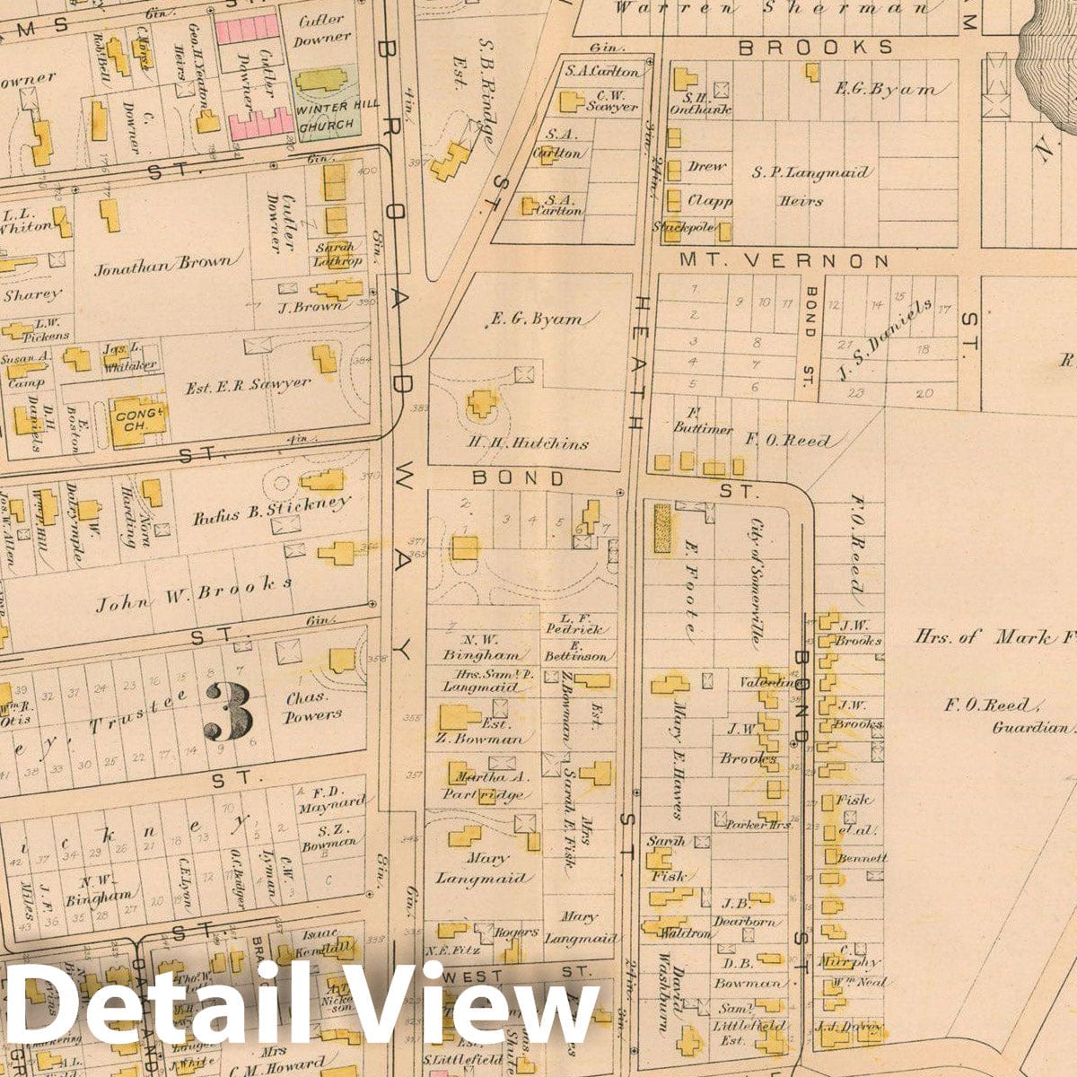Historic Map : Atlas of Somerville Massachusetts, Somerville 1884 Plate 011 , Vintage Wall Art