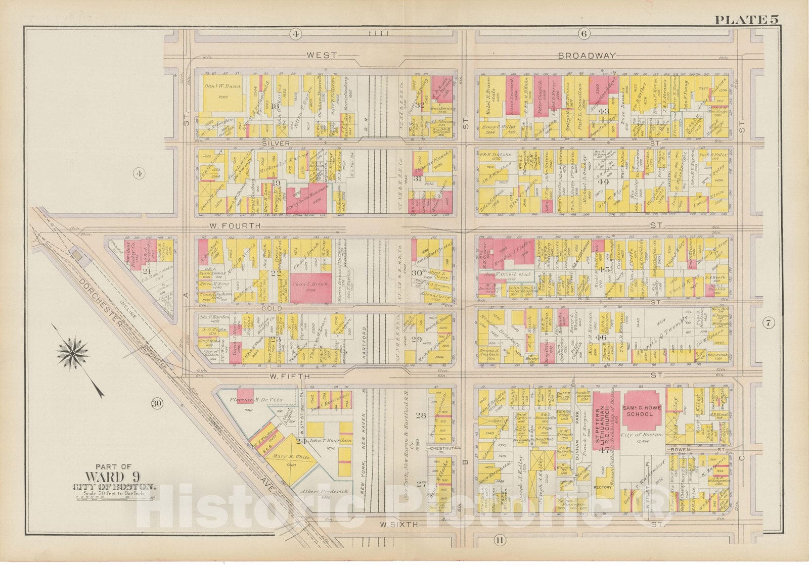 Historic Map : Atlas City of Boston: South Boston 1919 Plate 005 , Vintage Wall Art
