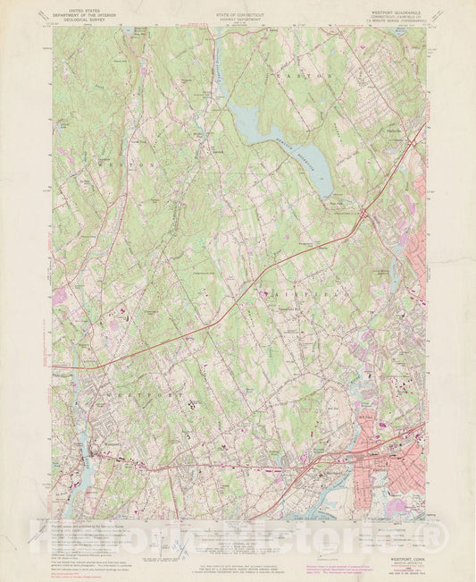 Historic Map : USGS 7.5 Minute Sheets and Quadrangles, Westport 1975 Topographic Map , Vintage Wall Art