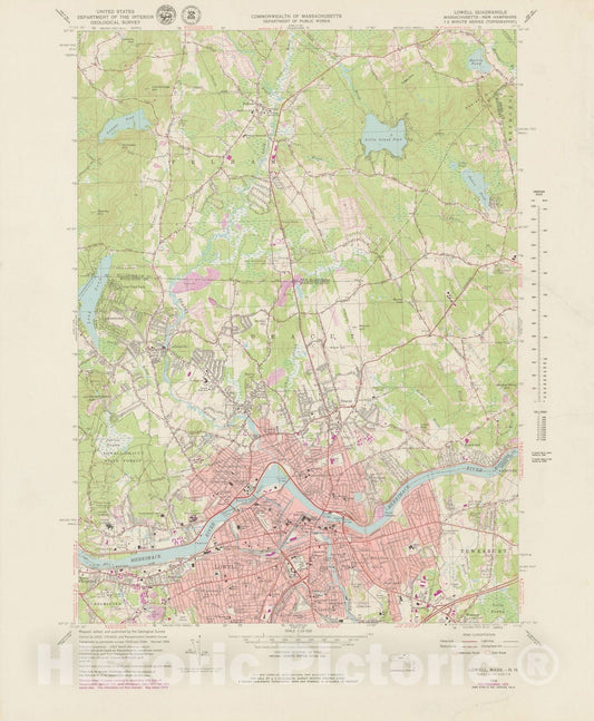 Historic Map : USGS 7.5 Minute Sheets and Quadrangles, Dracut & Lowell & Pelham 1979 Topographic Map , Vintage Wall Art