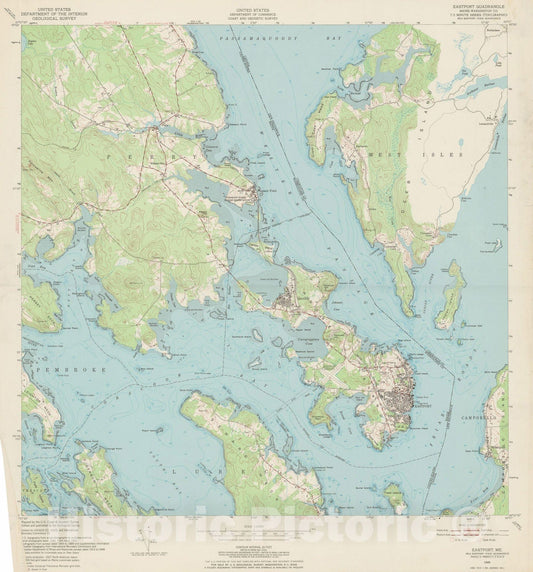 Historic Map : USGS 7.5 Minute Sheets and Quadrangles, Eastport 1949 Topographic Map , Vintage Wall Art