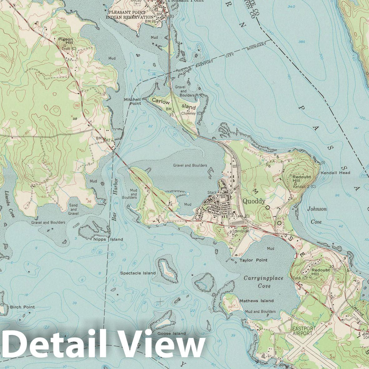 Historic Map : USGS 7.5 Minute Sheets and Quadrangles, Eastport 1949 Topographic Map , Vintage Wall Art