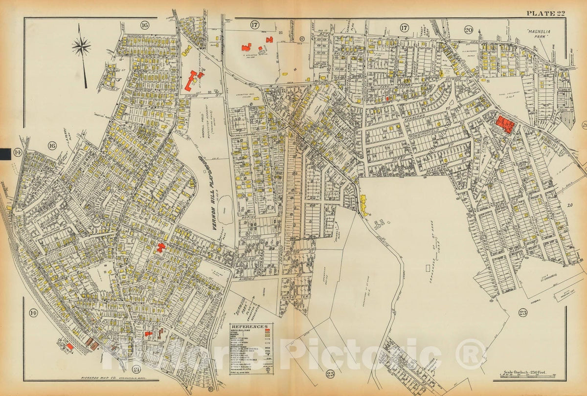 Historic Map : Atlas City of Worcester MA 1922 Plate 022 , Vintage Wall Art