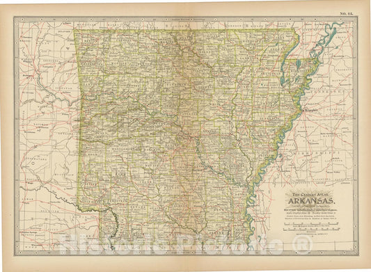 Historic Map : Arkansas 1914 , Century Atlas of the World, Vintage Wall Art