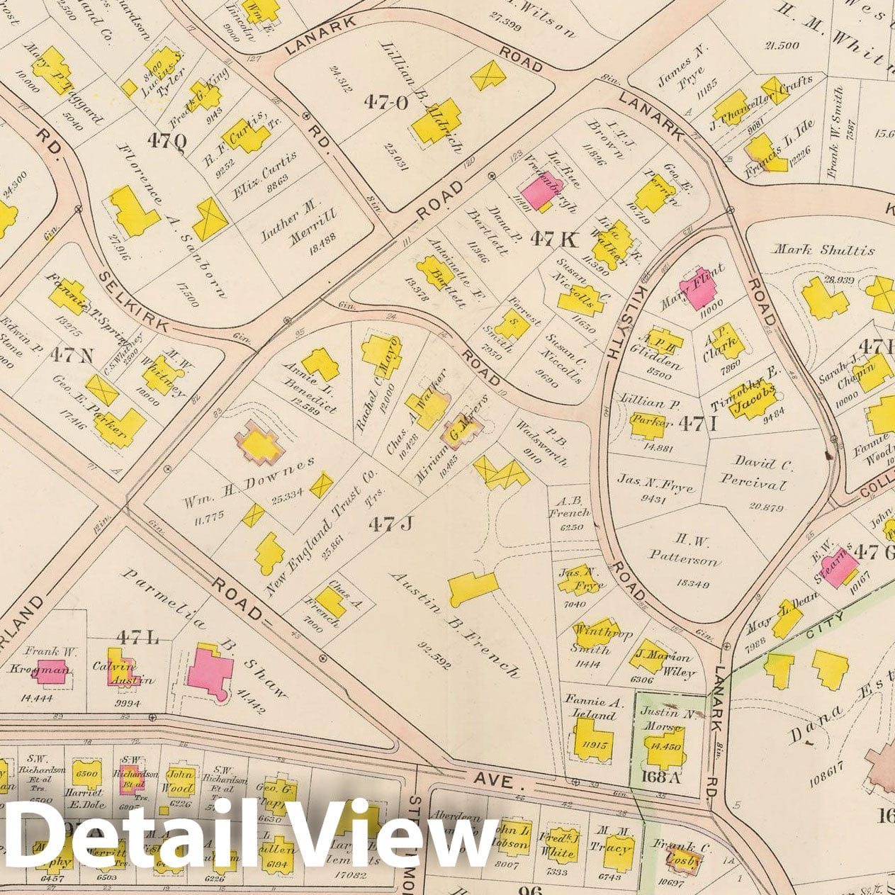 Historic Map : Atlas Town of Brookline, Brookline 1907 Plate 009 , Vintage Wall Art