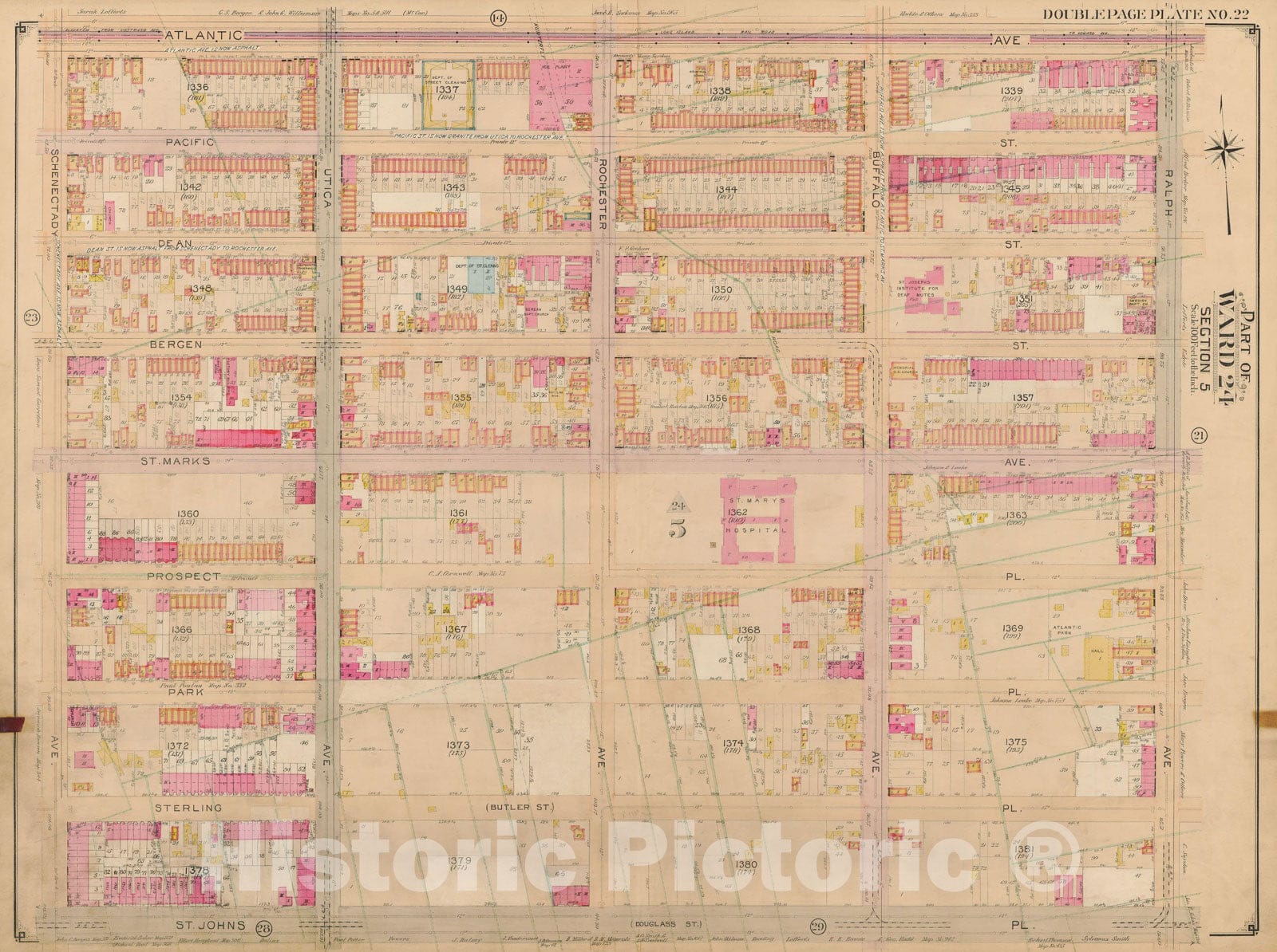 Historic Map : Brooklyn 1904 Plate 022 , Atlas Borough of Brooklyn , Vintage Wall Art