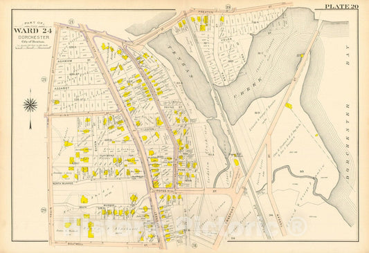 Historic Map : Atlas City of Boston, Vol. 5, Dorchester, 4th Ed., Dorchester 1904 Plate 020 , Vintage Wall Art