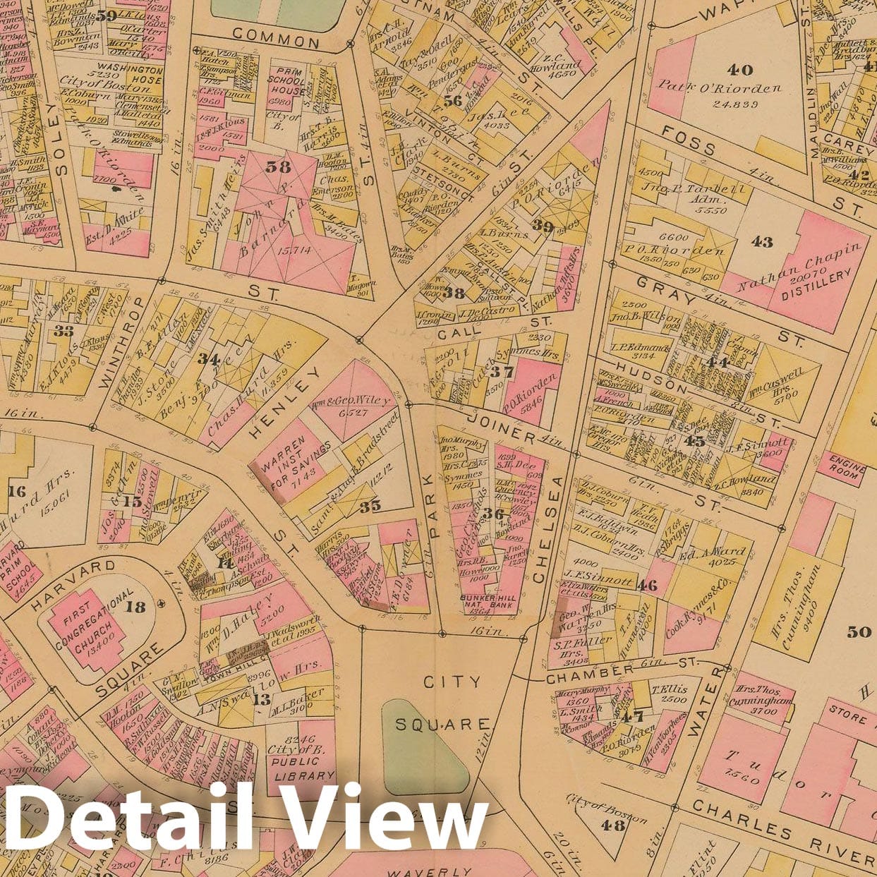 Historic Map : Boston Vol. 6, Charlestown & Brighton, Charlestown 1885 Plate A , Vintage Wall Art