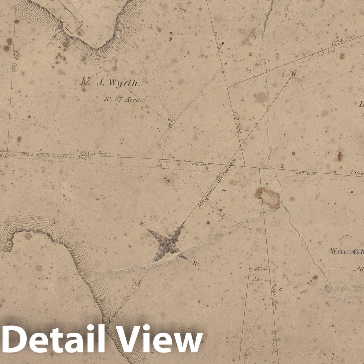 Historic Map : Fresh Pond, Cambridge 1841 , Vintage Wall Art