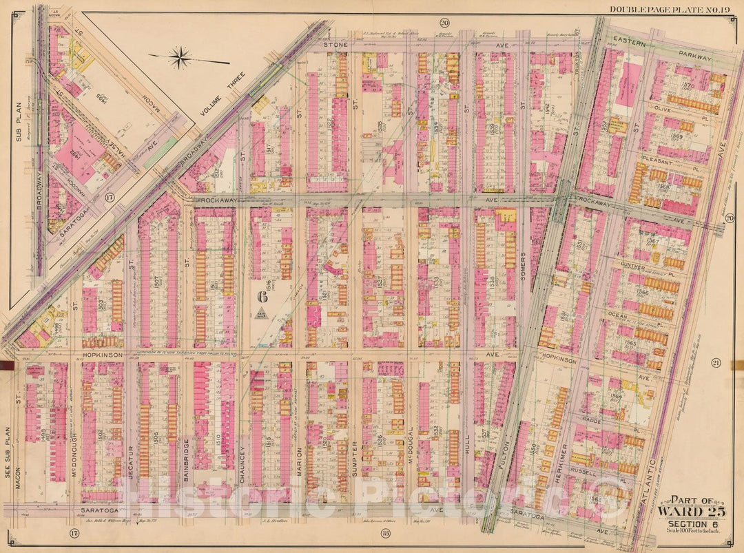 Historic Map : Brooklyn 1904 Plate 019 , Atlas Borough of Brooklyn , Vintage Wall Art