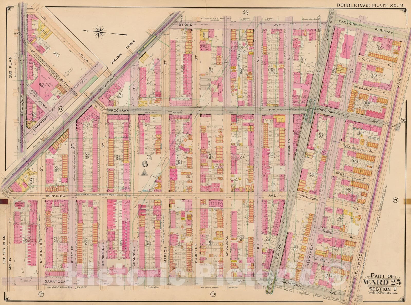 Historic Map : Brooklyn 1904 Plate 019 , Atlas Borough of Brooklyn , Vintage Wall Art