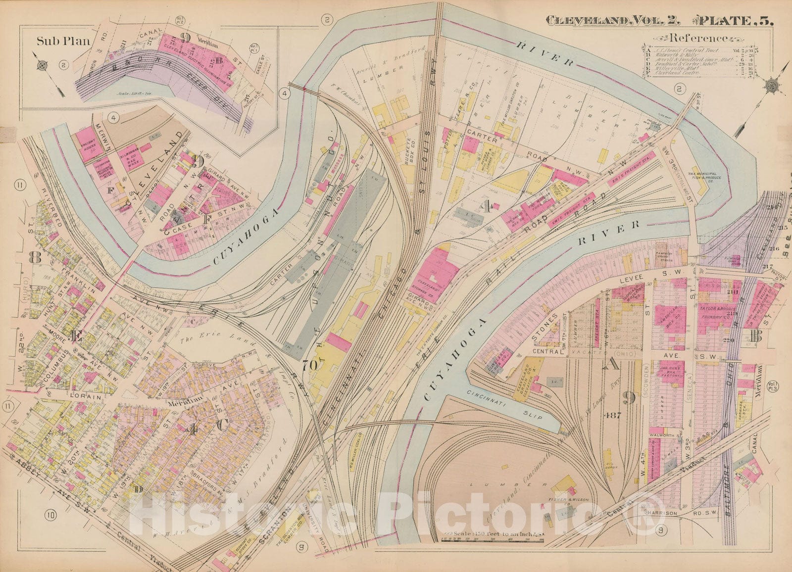 Historic Map : Plat Book of The City of Cleveland, Vol. Two, 1912 Plate 005 , Vintage Wall Art