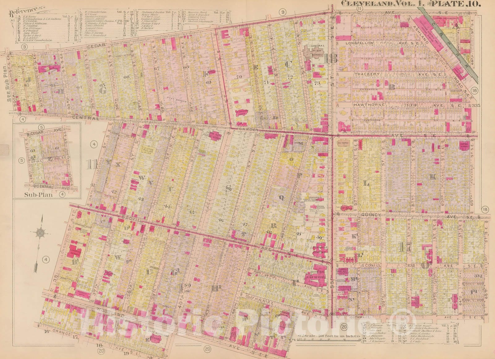 Historic Map : Plat Book of The City of Cleveland, Vol. One, 1912 Plate 010 , Vintage Wall Art