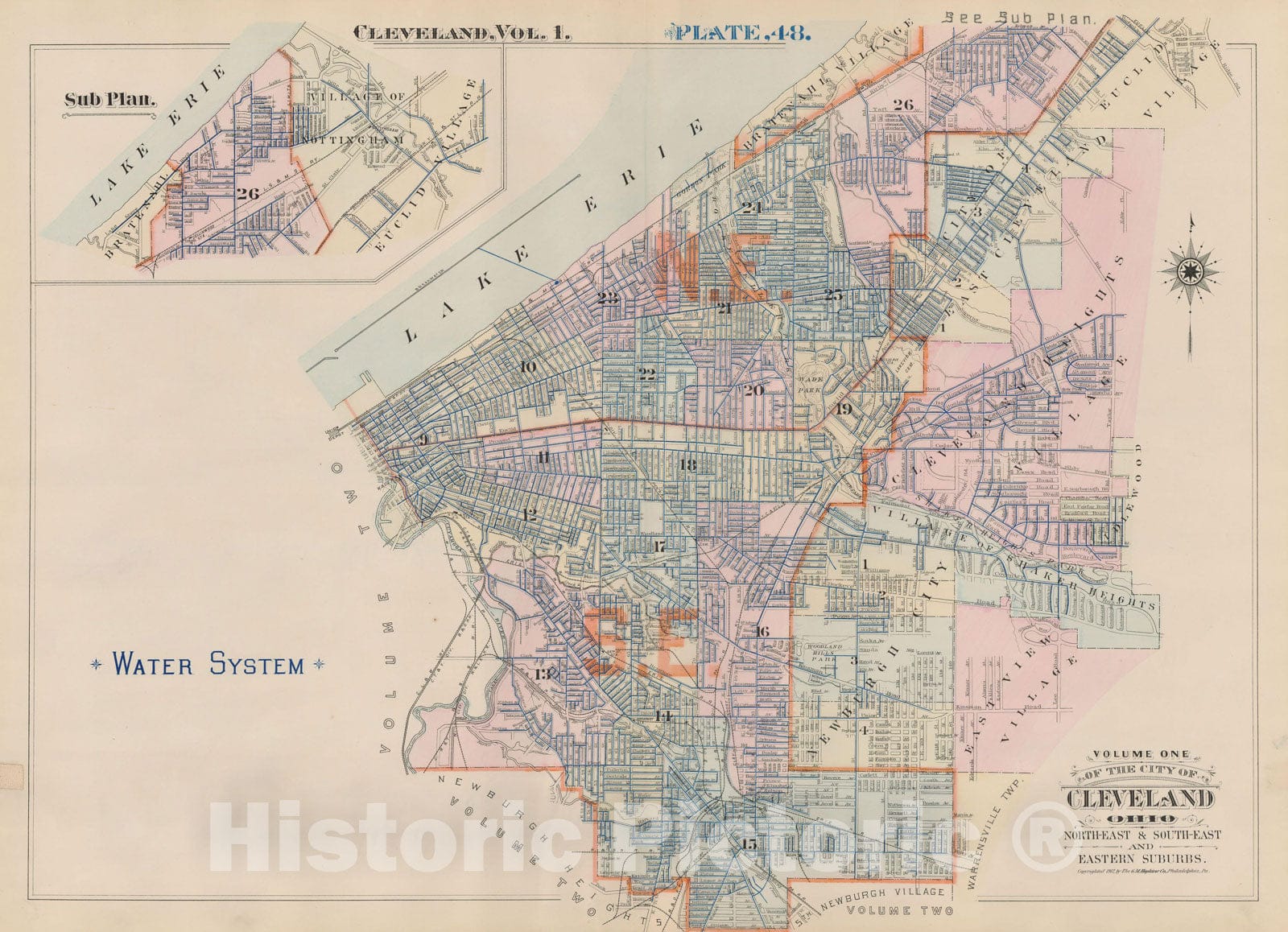 Historic Map : Plat Book of The City of Cleveland, Vol. One, Cleveland 1912 Plate 048 , Vintage Wall Art