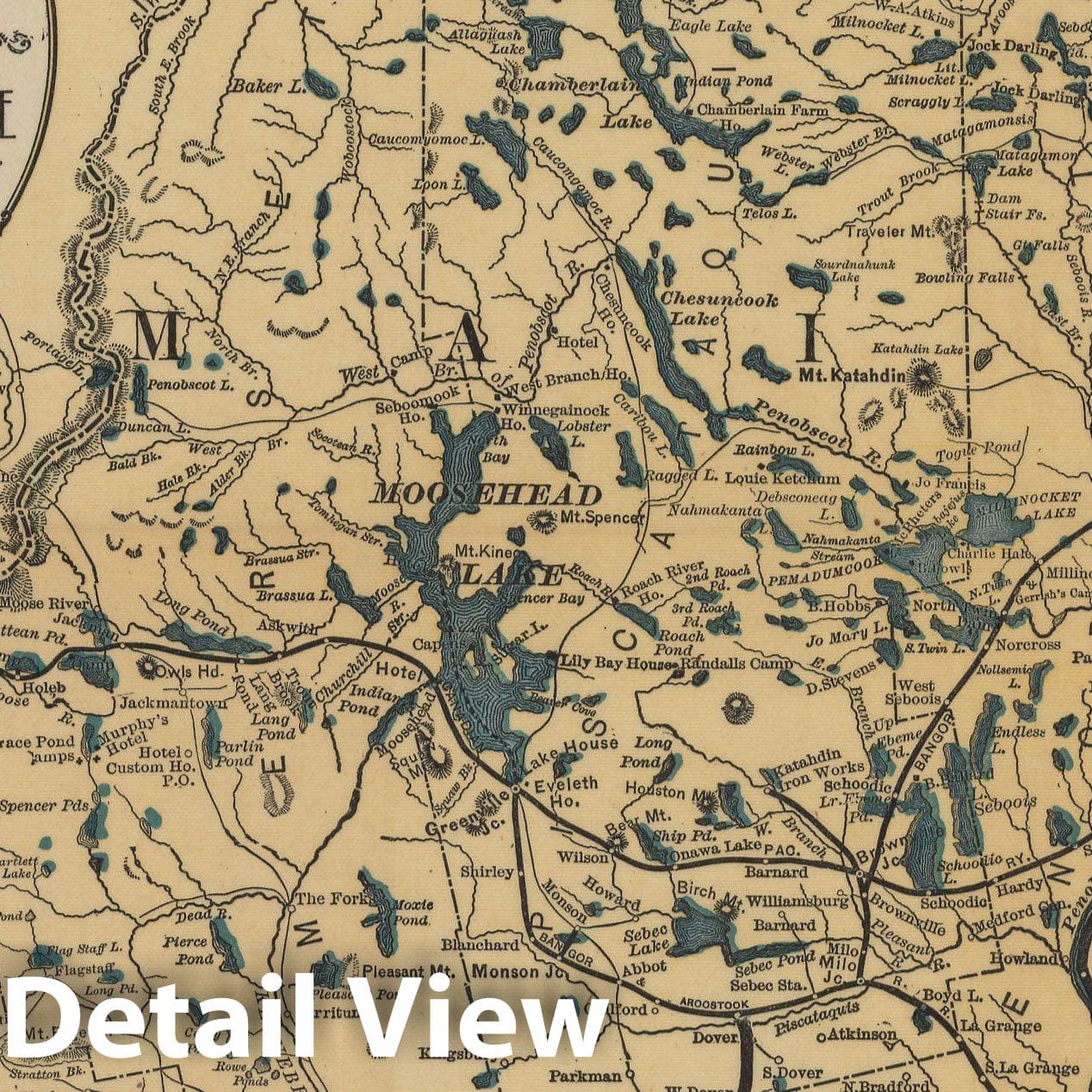 Historic Map : Boston & Maine Railroad Maps, Fishing Hunting Resorts Reached by BM RR 1903 , Vintage Wall Art