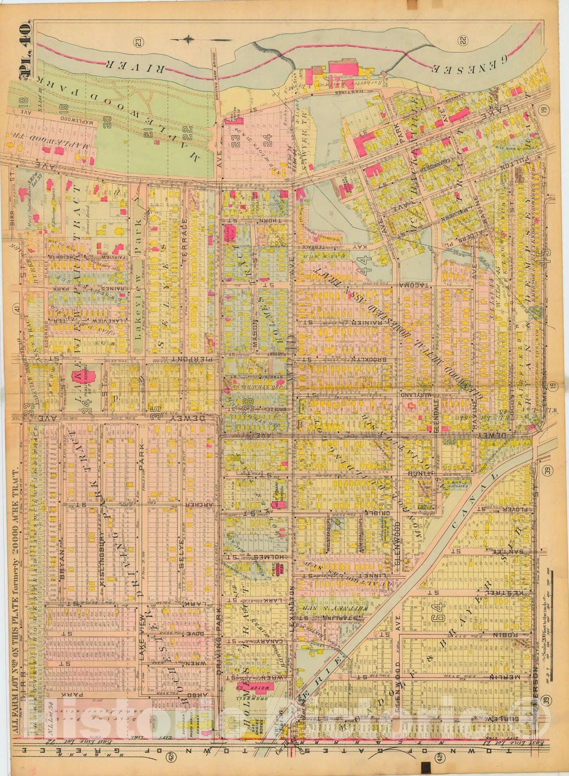 Historic Map : Atlas City of Rochester New York, Rochester 1910 Plate 040 , Vintage Wall Art