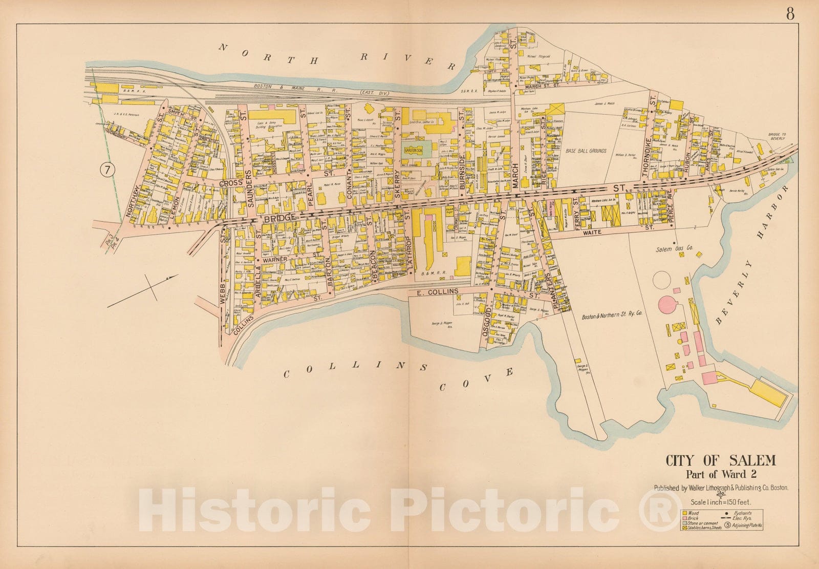 Historic Map : Atlas City of Salem, Salem 1911 Plate 008 , Vintage Wall Art