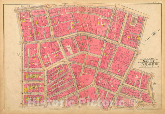 Historic Map : Atlas of Boston Proper, 1902 Plate 011 , Vintage Wall Art