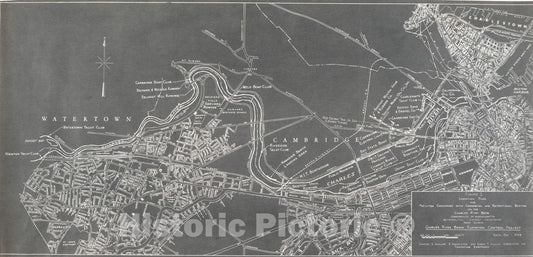 Historic Map : Charles River Basin Elevation Control Project 1959 , Vintage Wall Art