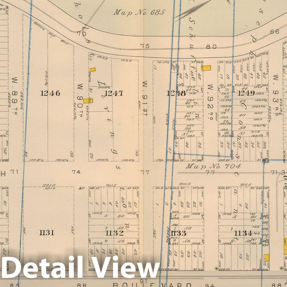 Historic Map : Atlas City of New York, Vol 2 ... 12th Ward, 2nd Ed., Manhattan 1884 Plate 012 , Vintage Wall Art