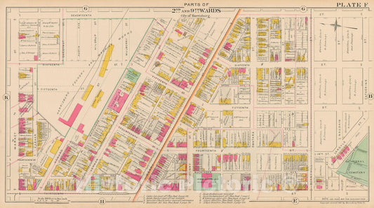 Historic Map : Atlas City of Harrisburg, Harrisburg 1901 Plate F , Vintage Wall Art