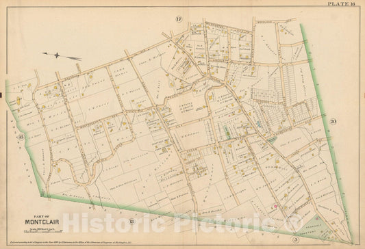 Historic Map : Atlas of Essex County, New Jersey, Montclair 1890 Plate 016 , Vintage Wall Art