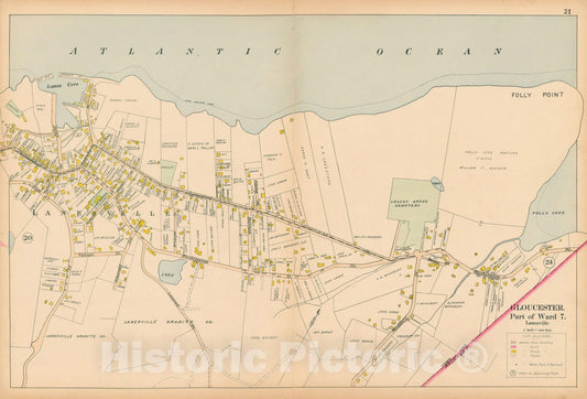 Historic Map : Atlas of Cape Ann, Gloucester, Rockport and Manchester, Gloucester 1899 Page 21 , Vintage Wall Art