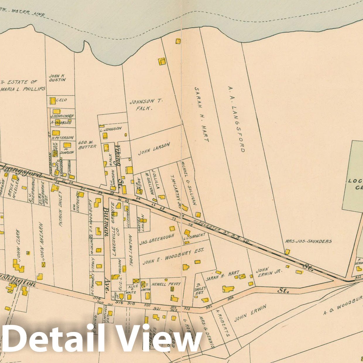 Historic Map : Atlas of Cape Ann, Gloucester, Rockport and Manchester, Gloucester 1899 Page 21 , Vintage Wall Art