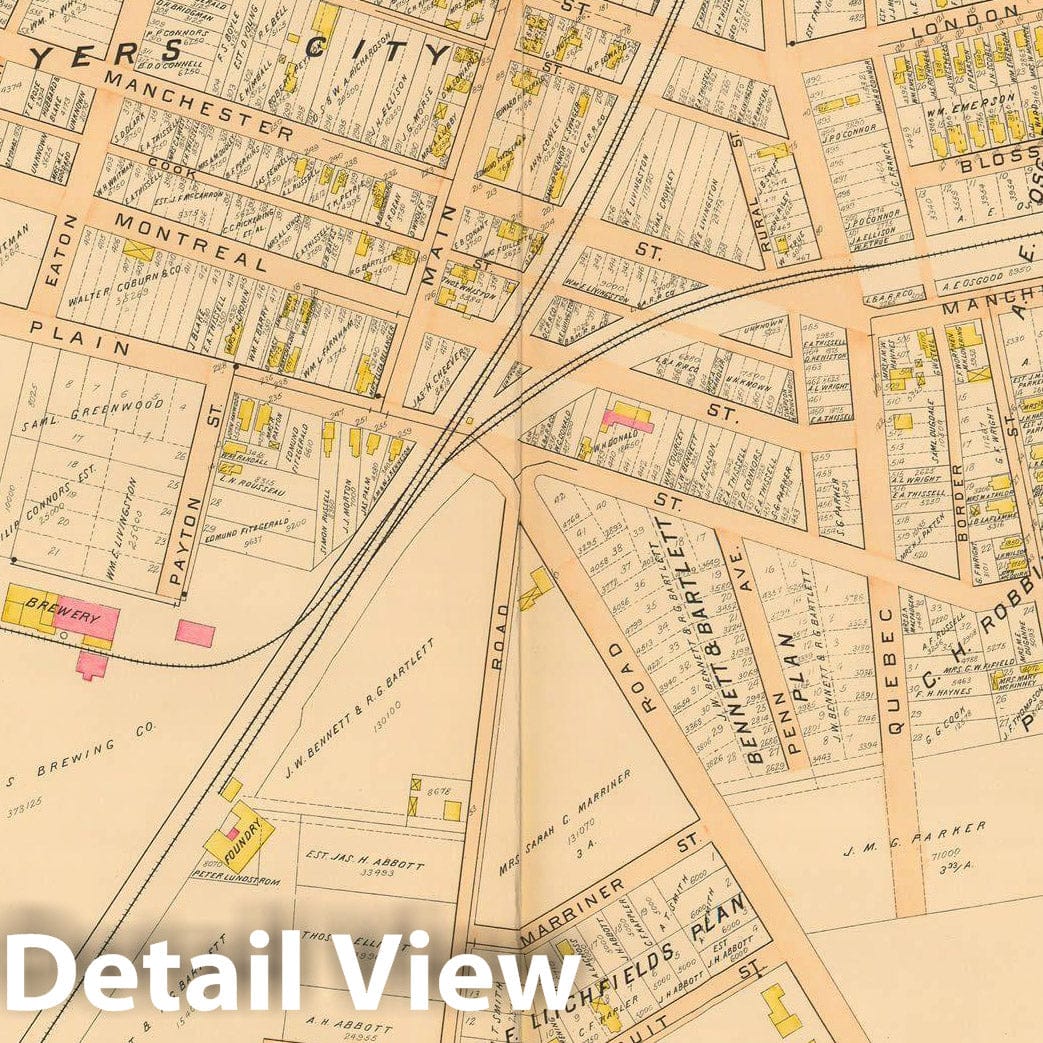 Historic Map : Atlas City of Lowell, 1896 Plate 014 , Vintage Wall Art