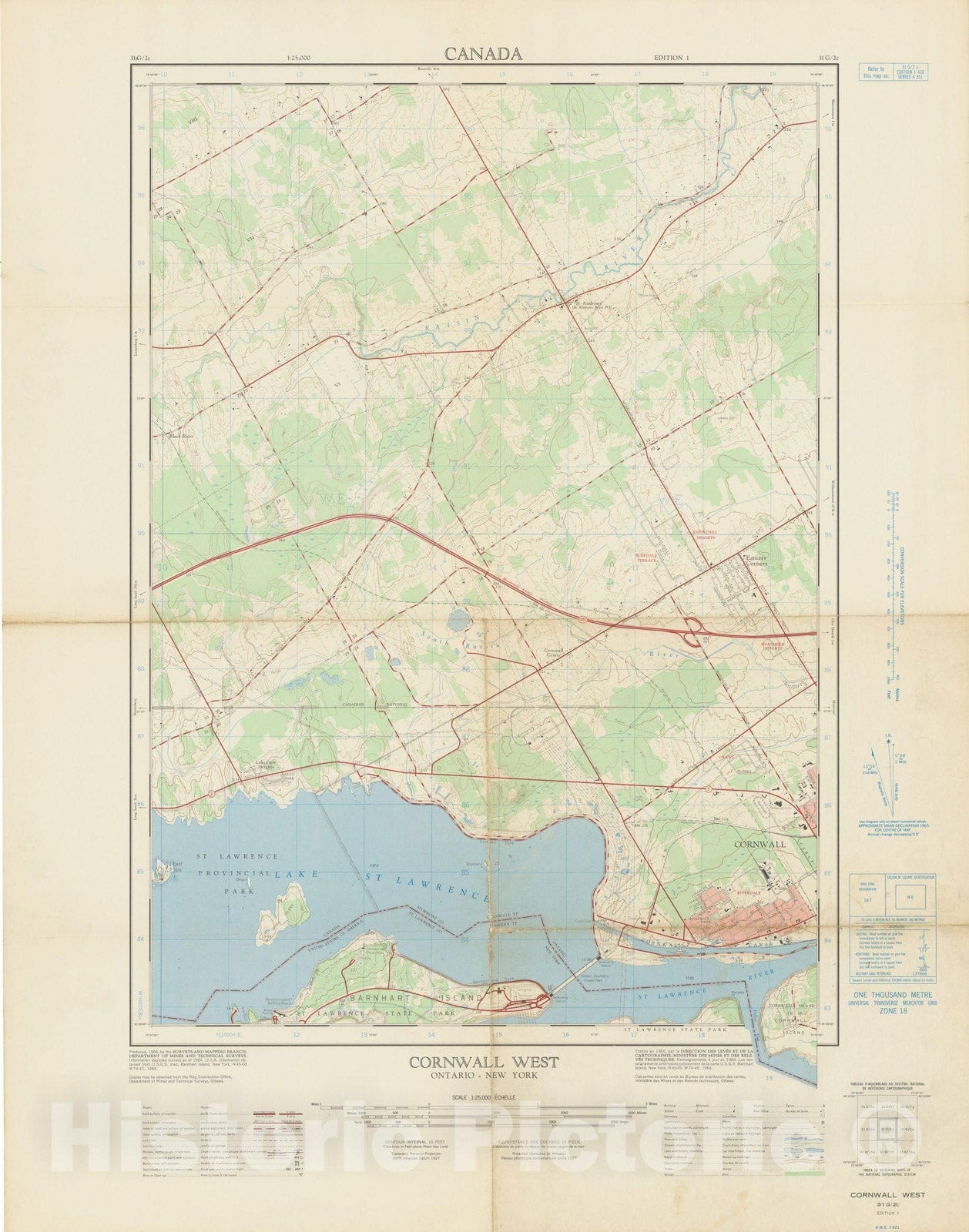 Historic Map : Cornwall 1964 Topographic Map , Vintage Wall Art