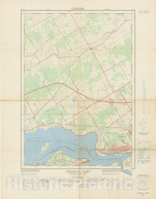Historic Map : Cornwall 1964 Topographic Map , Vintage Wall Art