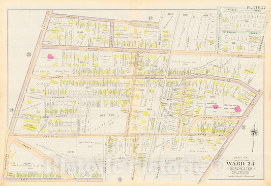 Historic Map : Atlas City of Boston, Vol. 5, Dorchester, Dorchester 1894 Plate 022 , Vintage Wall Art