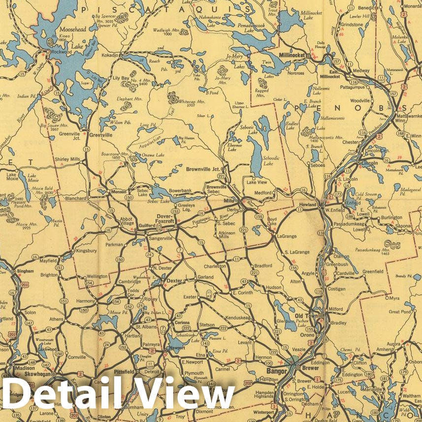 Historic Map : Maine 1946 , Vintage Wall Art
